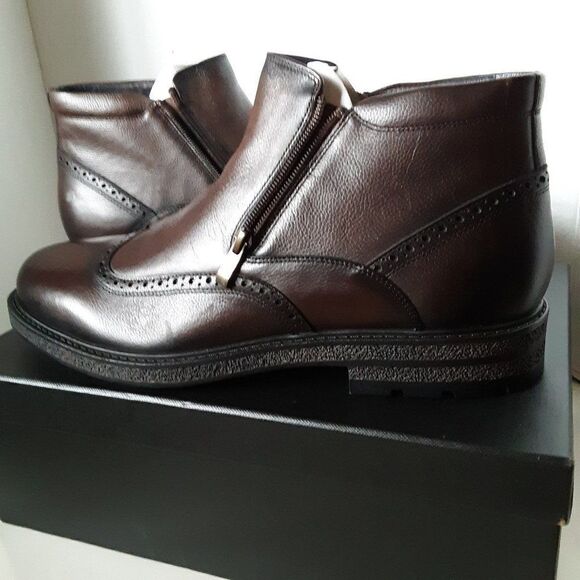 Zanzara Men's size 11M Wingtip Brown Leather Dress Boot - Picture 2 of 10